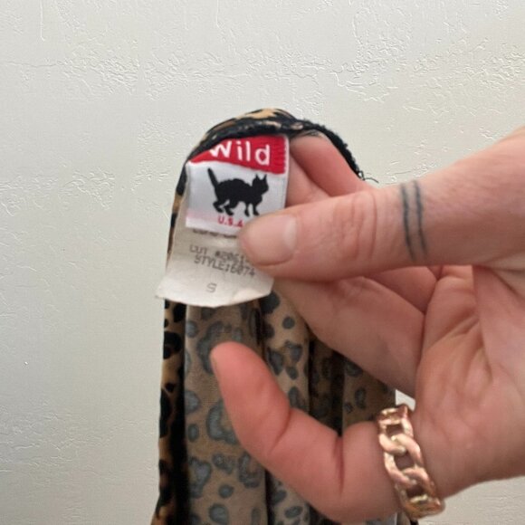 Vintage 1990's Leopard Cheetah Side Slit Mini Slip Skirt - Picture 7 of 8